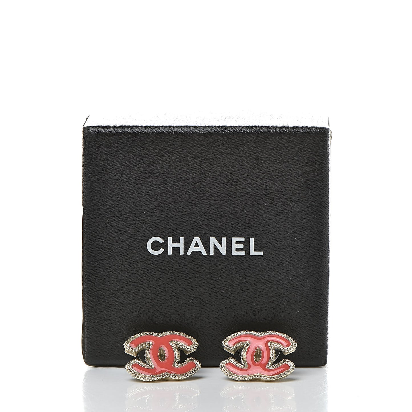 Enamel CC Earrings Coral Gold