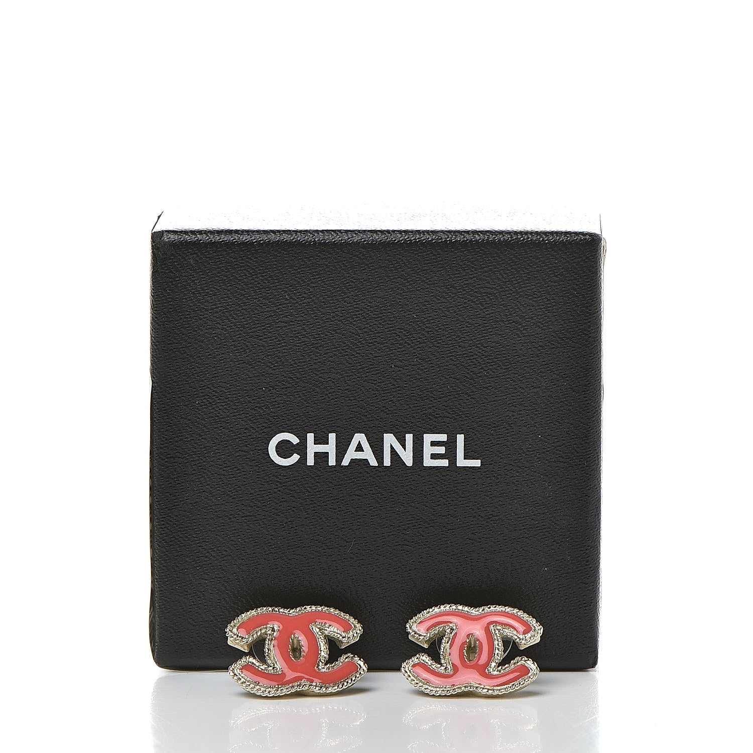 Chanel Enamel CC Earrings Coral Gold 6 of 6