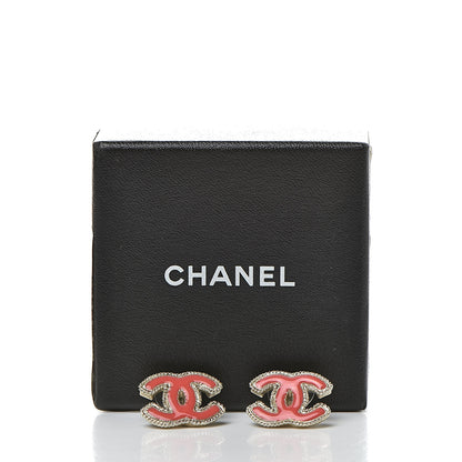 Chanel Enamel CC Earrings Coral Gold 6 of 6