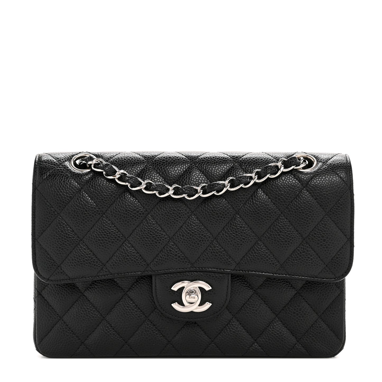 Caviar Quilted Small Double Flap Black