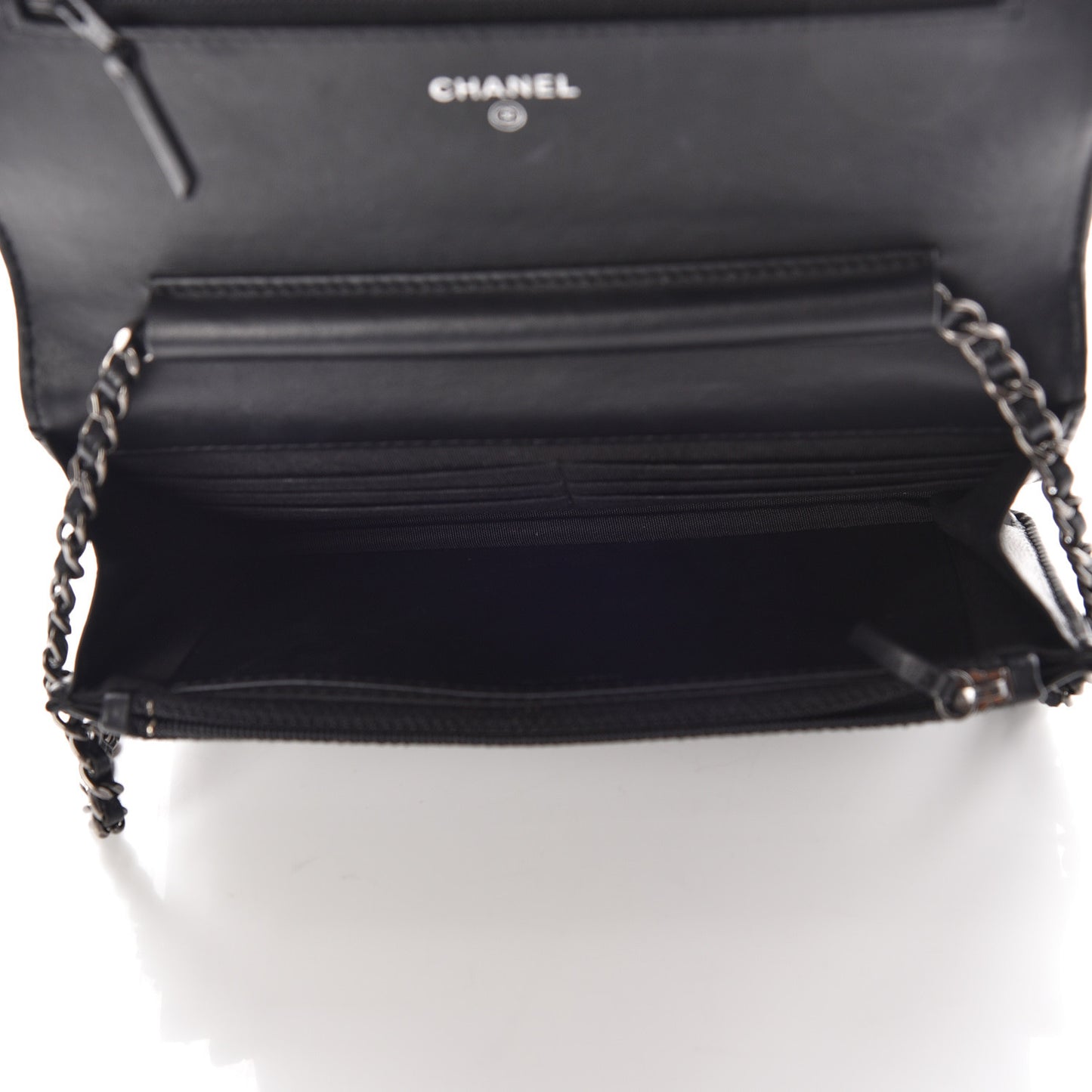 Calfskin Quilted Boy Wallet On Chain WOC Black