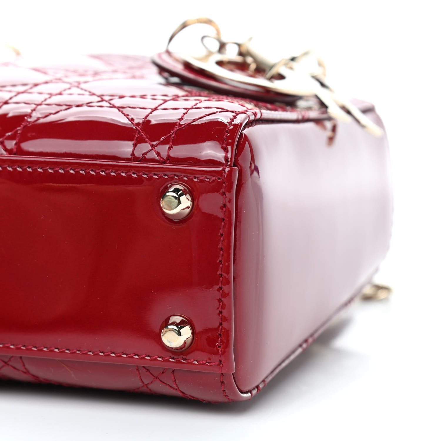 Christian Dior Patent Cannage Mini Lady Dior Red 7 of 9