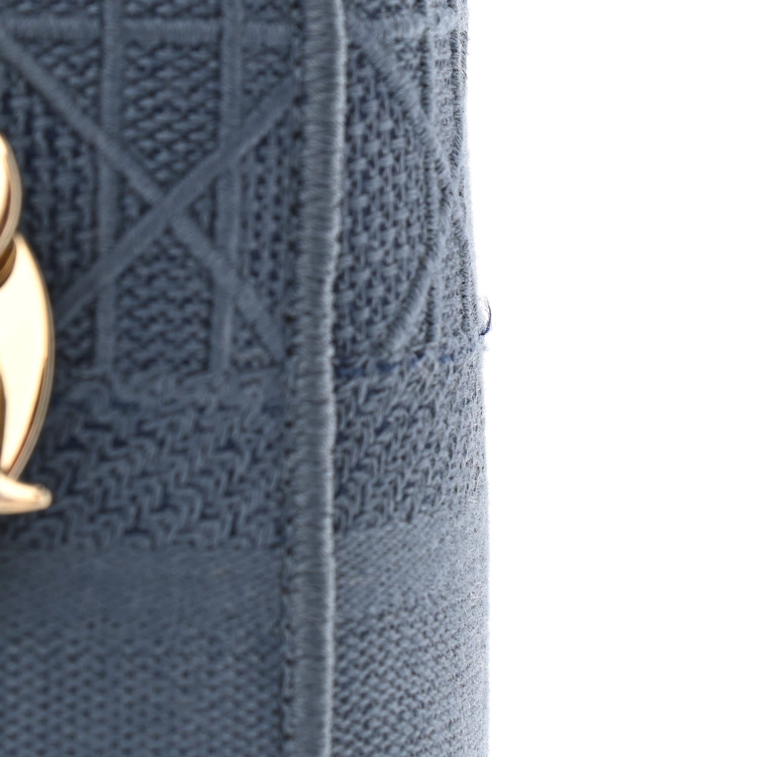 Christian Dior Canvas Embroidered Cannage Medium Lady D-Lite Denim Blue 10 of 10