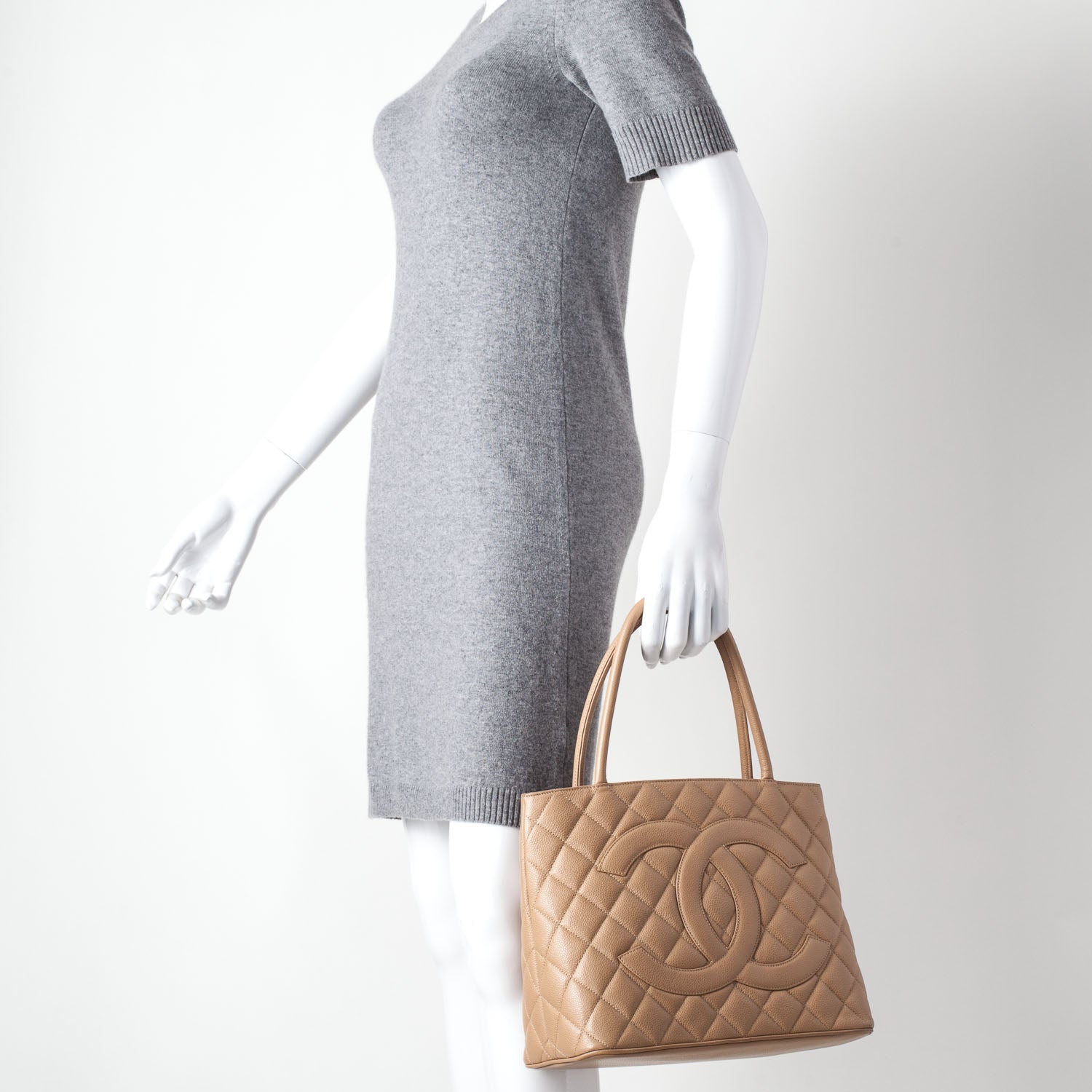 Chanel Caviar Quilted Medallion Tote Light Beige 2 of 9