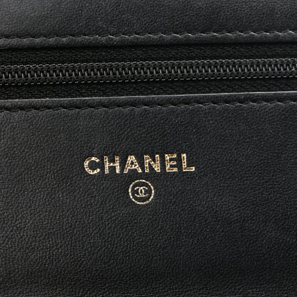 Chanel Glazed Calfskin Quilted Boy Wallet On Chain WOC Black 6 of 12
