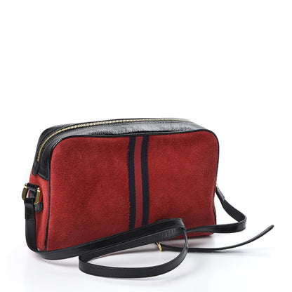 Gucci Suede Patent Web Small Ophidia Shoulder Bag Hibiscus Red Black 2 of 10