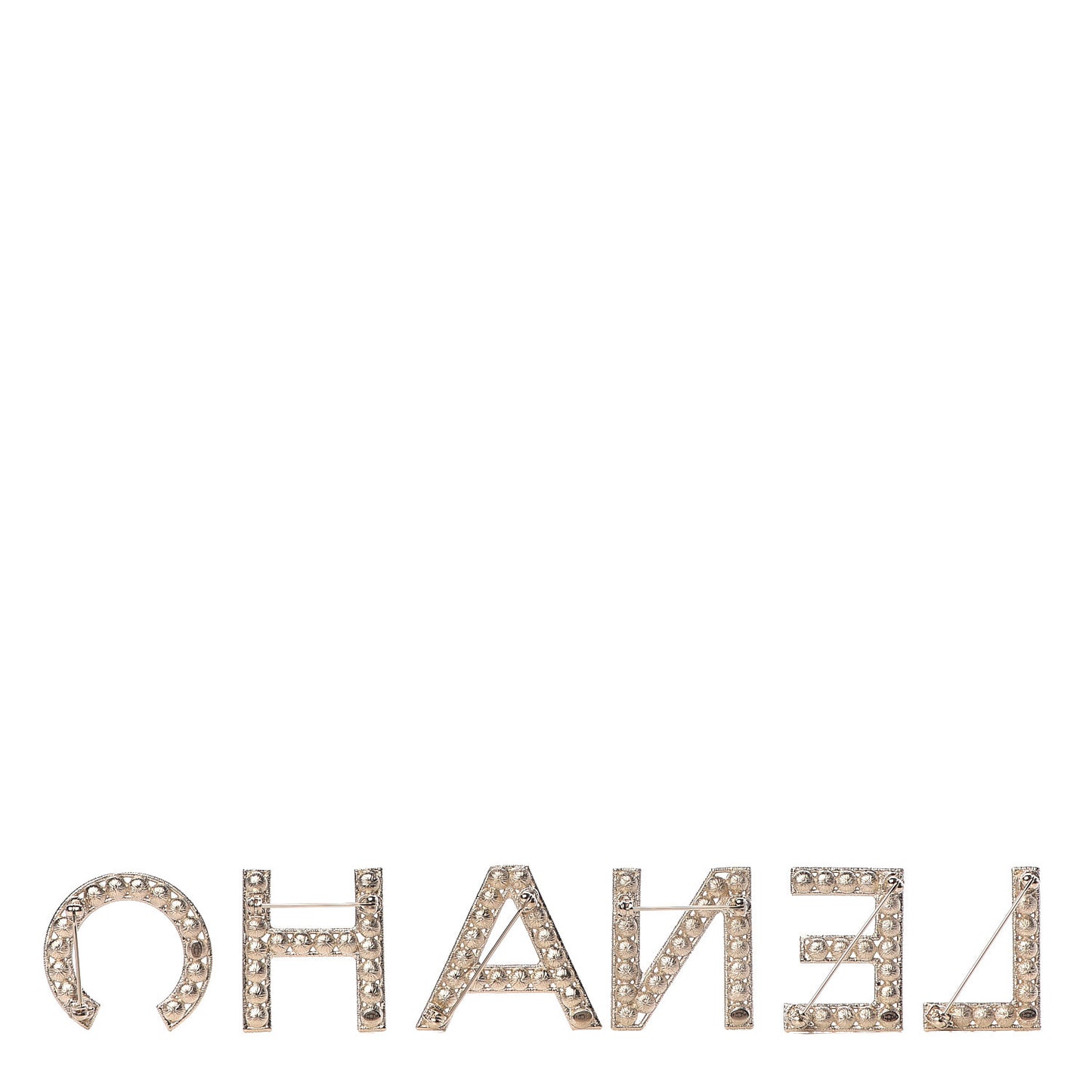 Crystal Cha-Nel Logo Brooch Set Gold