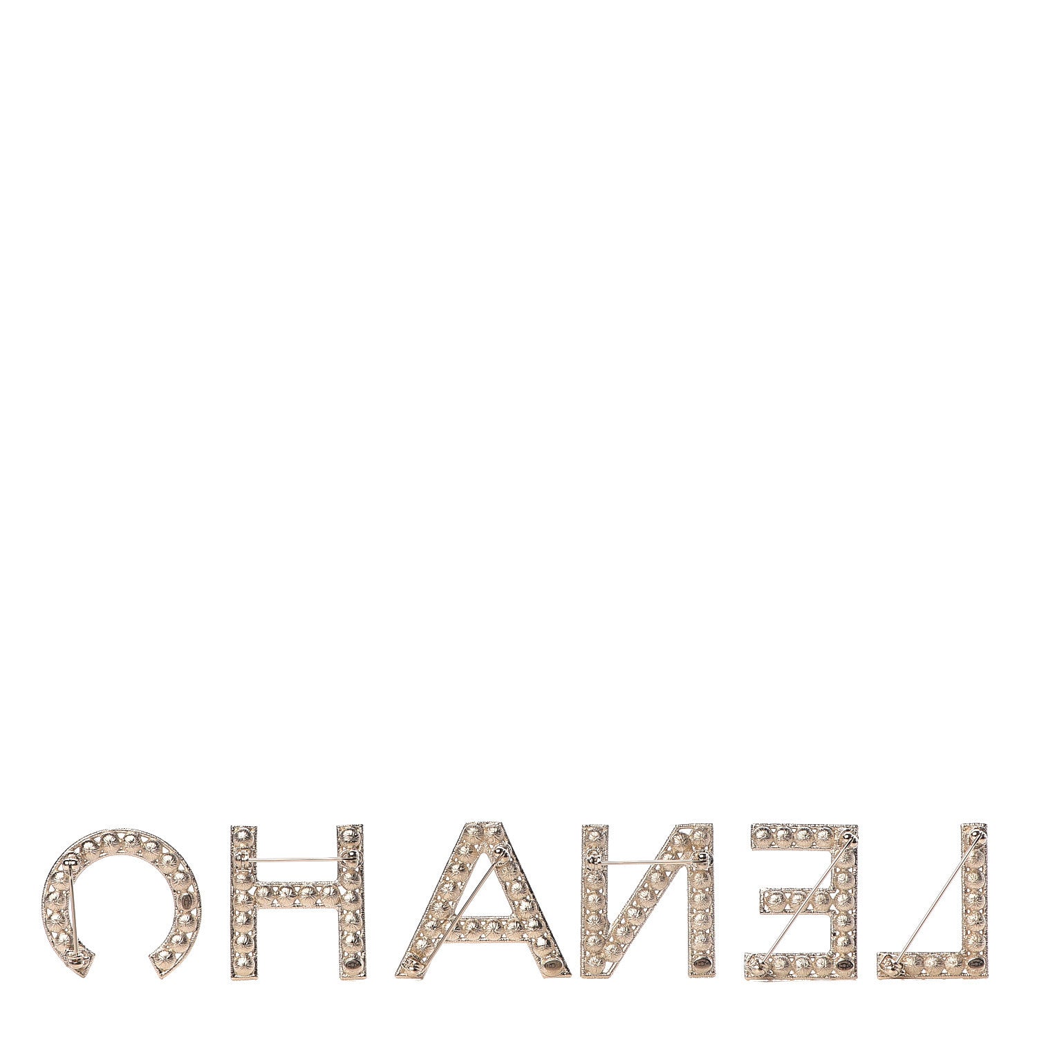 Chanel Crystal Cha-Nel Logo Brooch Set Gold 3 of 5