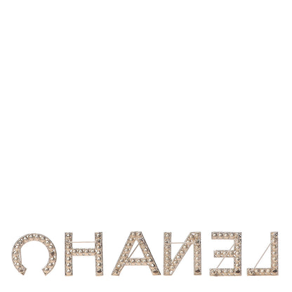 Chanel Crystal Cha-Nel Logo Brooch Set Gold 3 of 5