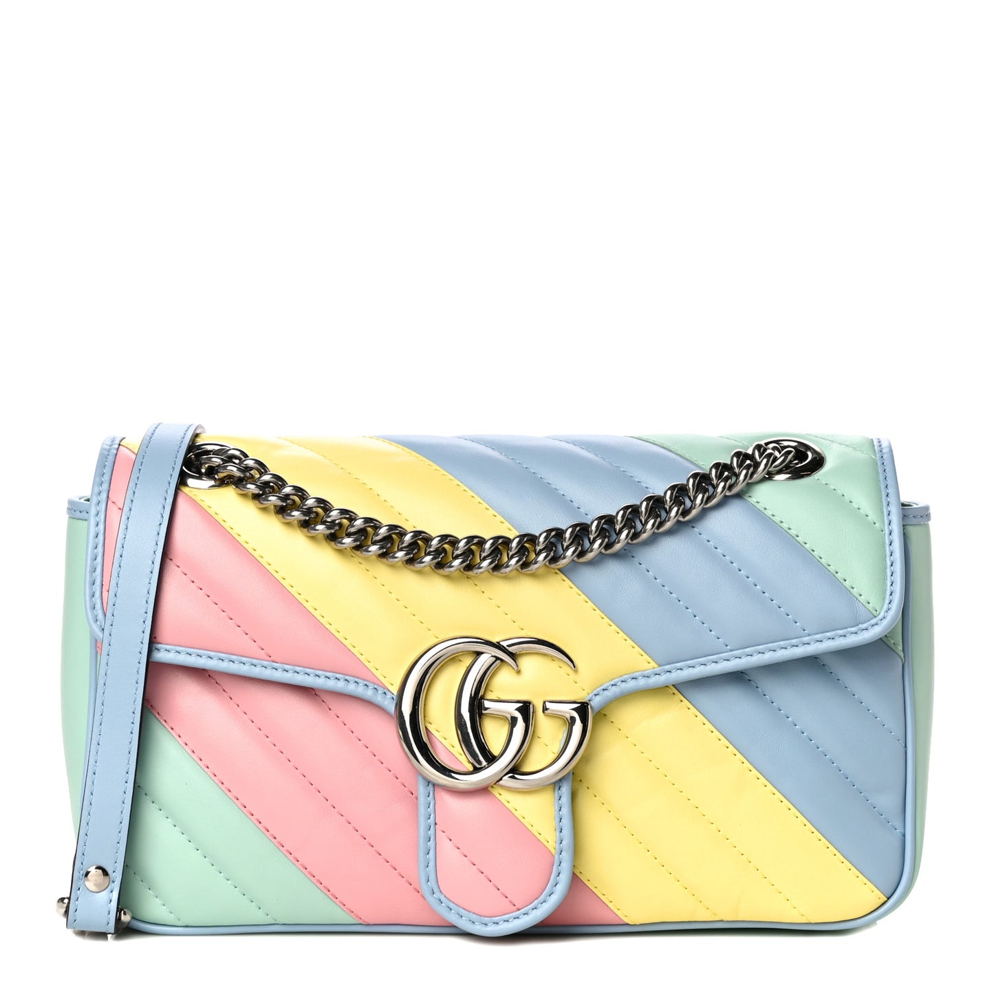 Calfskin Matelasse Diagonal Small GG Marmont Shoulder Bag Multicolor Pastel