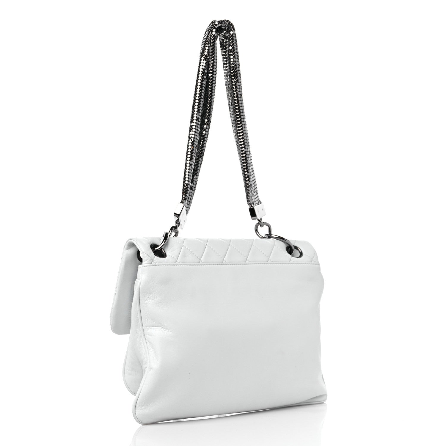 Chanel Lambskin Quilted Chain Mail Shoulder Bag White 3 of 12