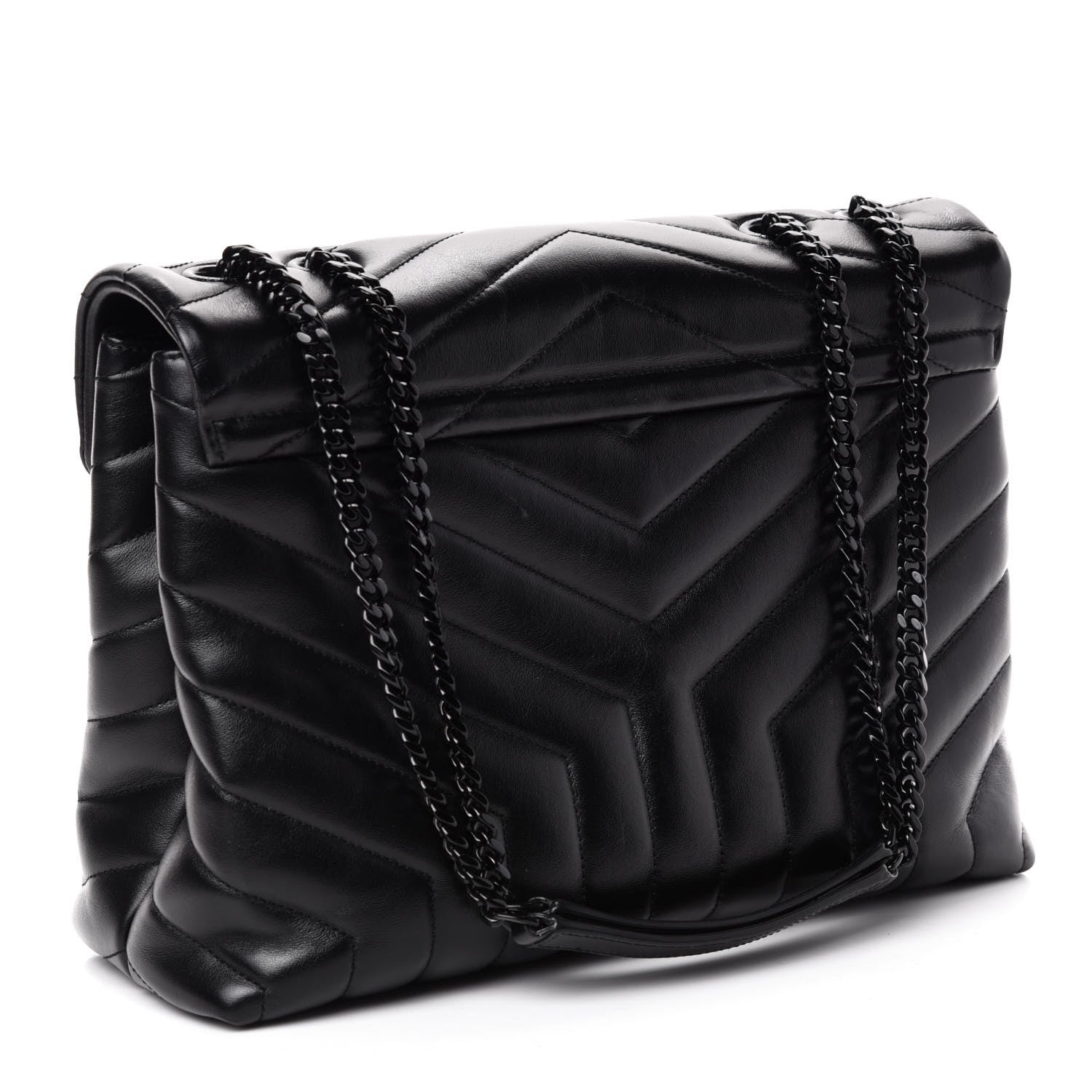 Saint Laurent Calfskin Y Quilted Monogram Medium Loulou Chain Satchel Black 4 of 12