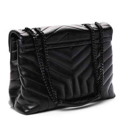 Saint Laurent Calfskin Y Quilted Monogram Medium Loulou Chain Satchel Black 4 of 12