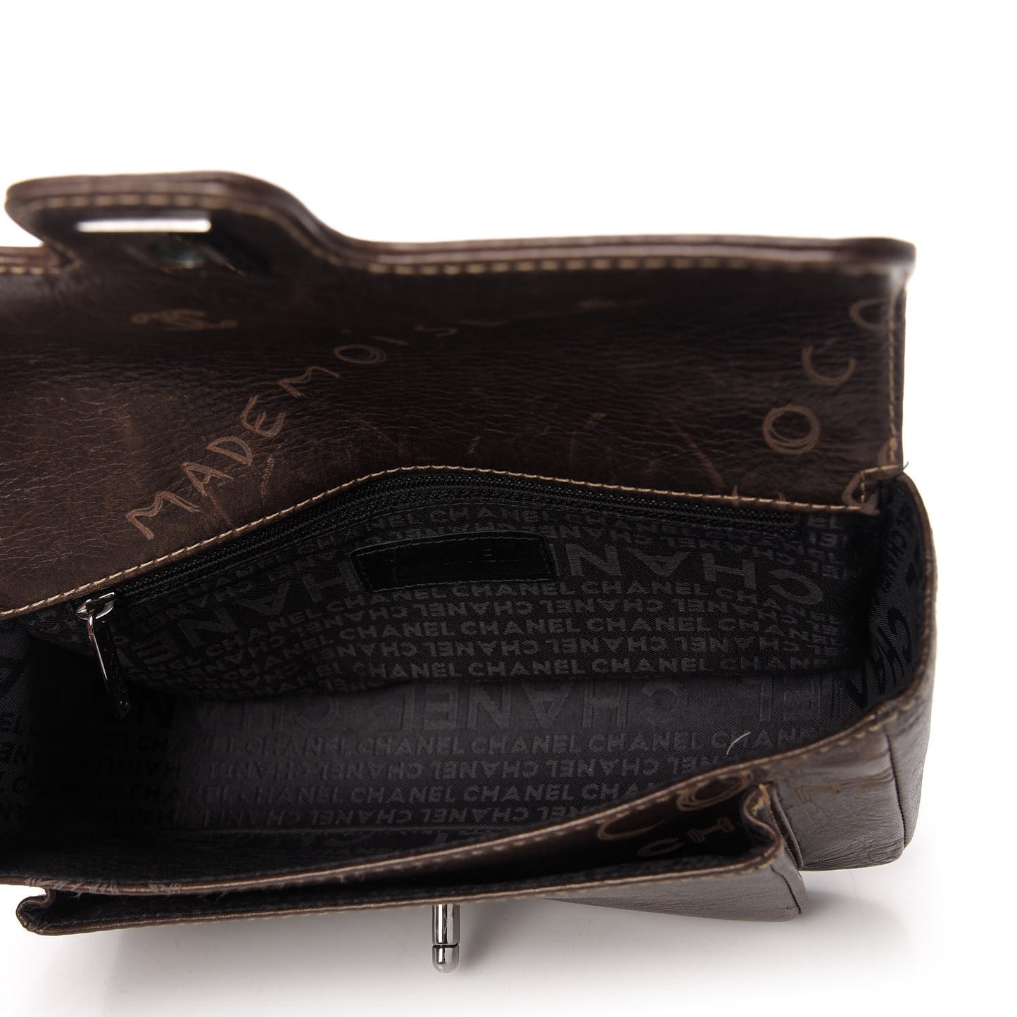 Calfskin Graffiti Flap Brown