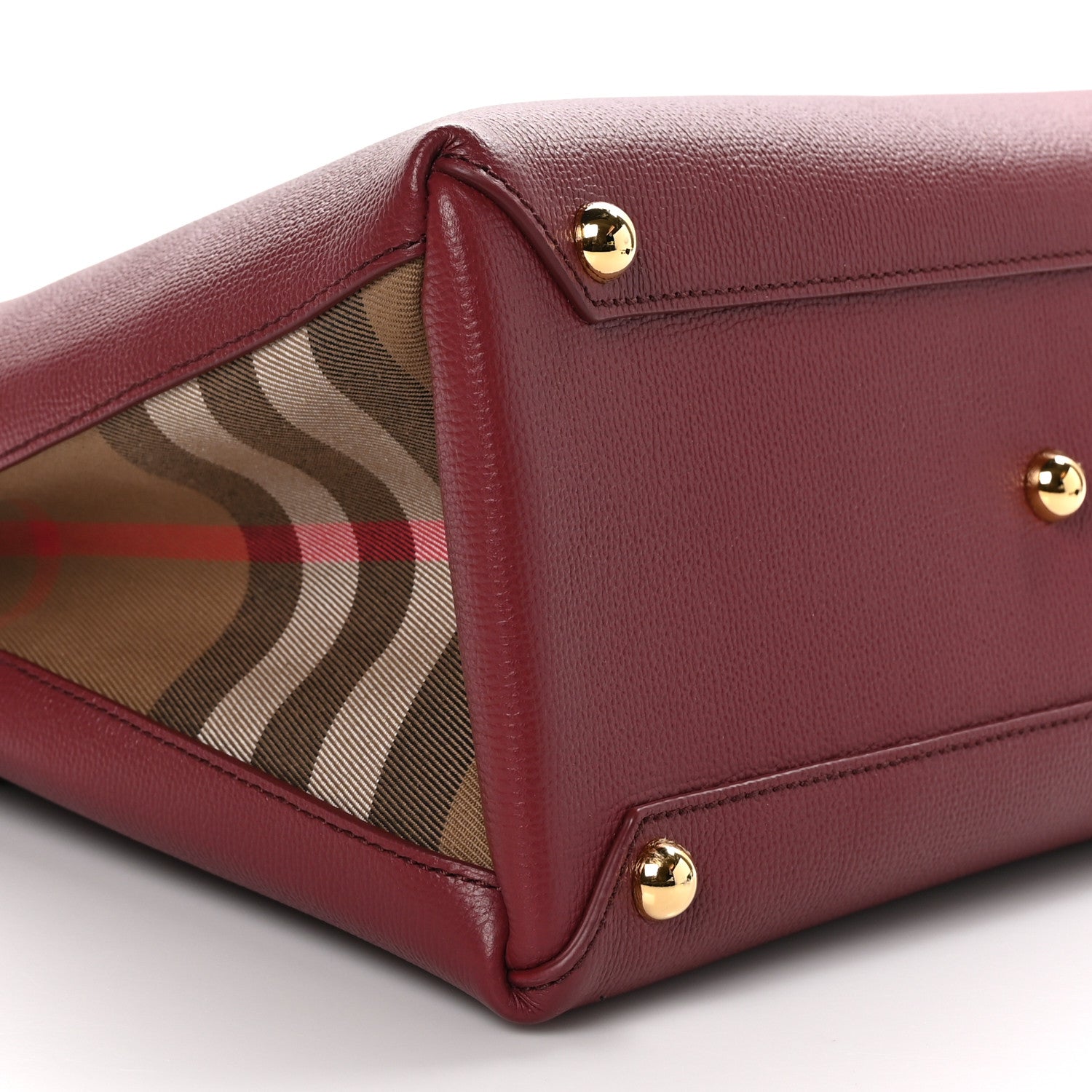 Burberry Grainy Calfskin House Check Medium Banner Tote Crimson 9 of 10