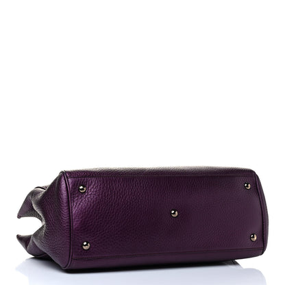 Gucci Pebbled Calfskin Medium Bamboo Shopper Tote Purple 3 of 4
