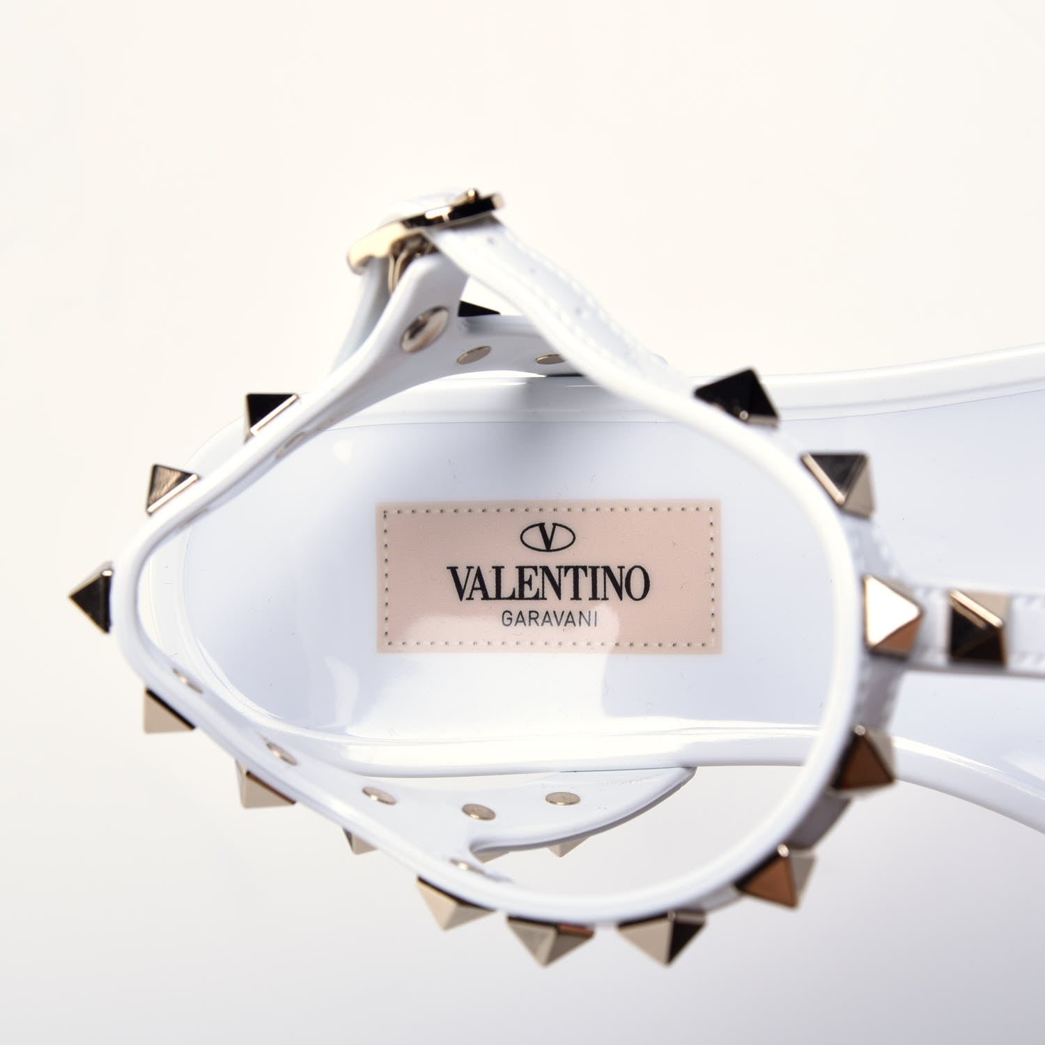 Valentino Garavani PVC Jelly Rockstud Caged Flat T-Strap Sandals 35 Optic White 8 of 10