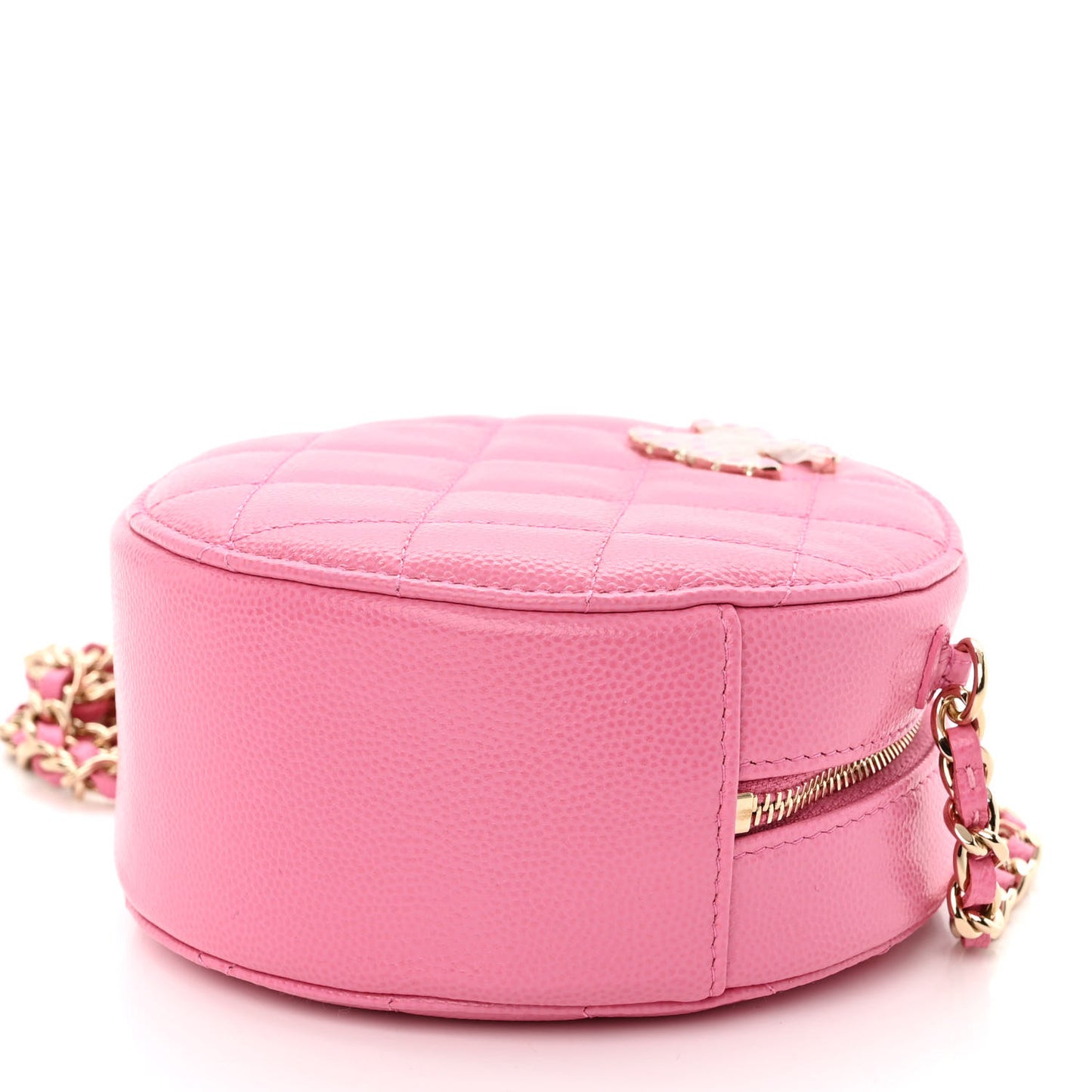 Caviar Quilted Gripoix CC Round Clutch With Chain Pink
