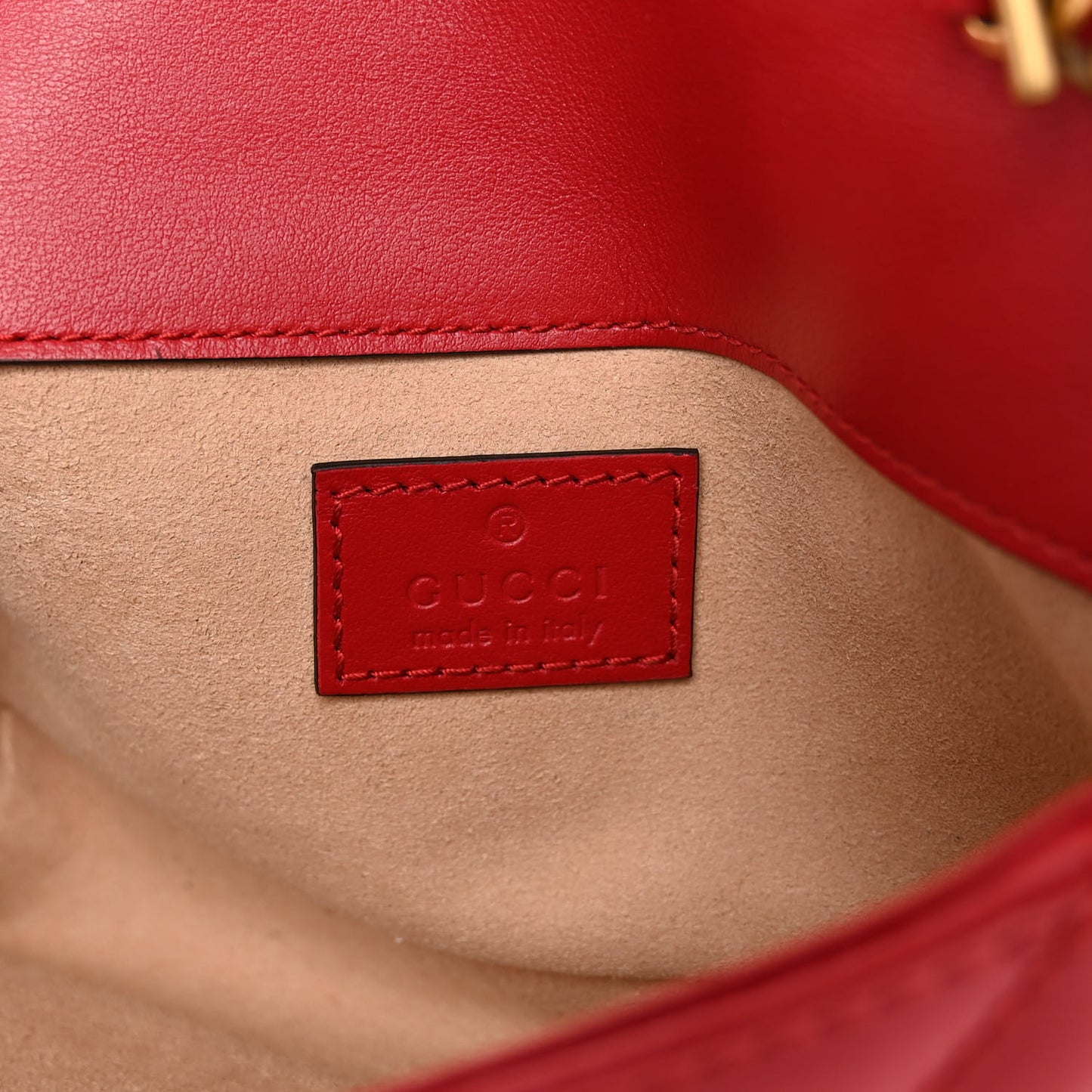 Calfskin Matelasse Super Mini GG Marmont Shoulder Bag Hibiscus Red