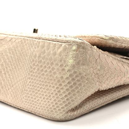 Chanel Metallic Snakeskin Jumbo Double Flap Light Beige 8 of 10