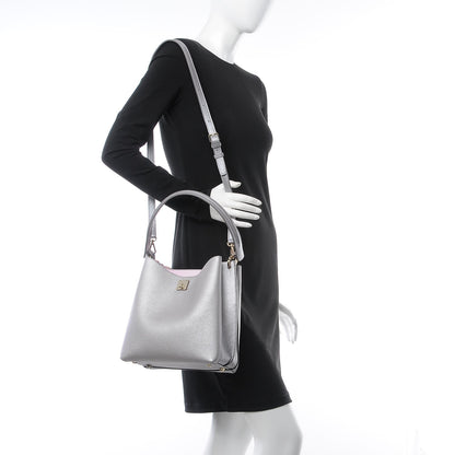 MCM Metallic Grained Calfskin Medium Milla Hobo Silver 3 of 9