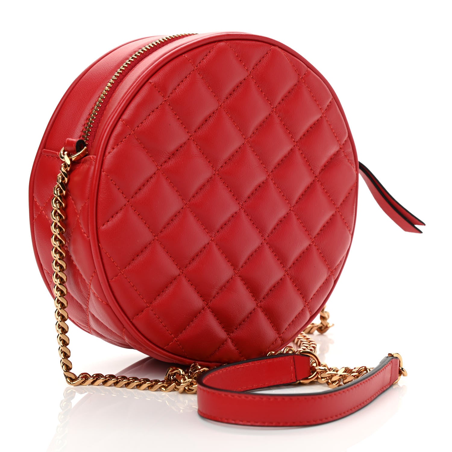 Versace Nappa Quilted La Medusa Round Camera Bag Red 3 of 8