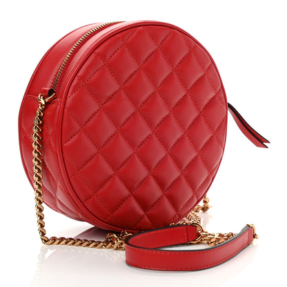 Versace Nappa Quilted La Medusa Round Camera Bag Red 3 of 8