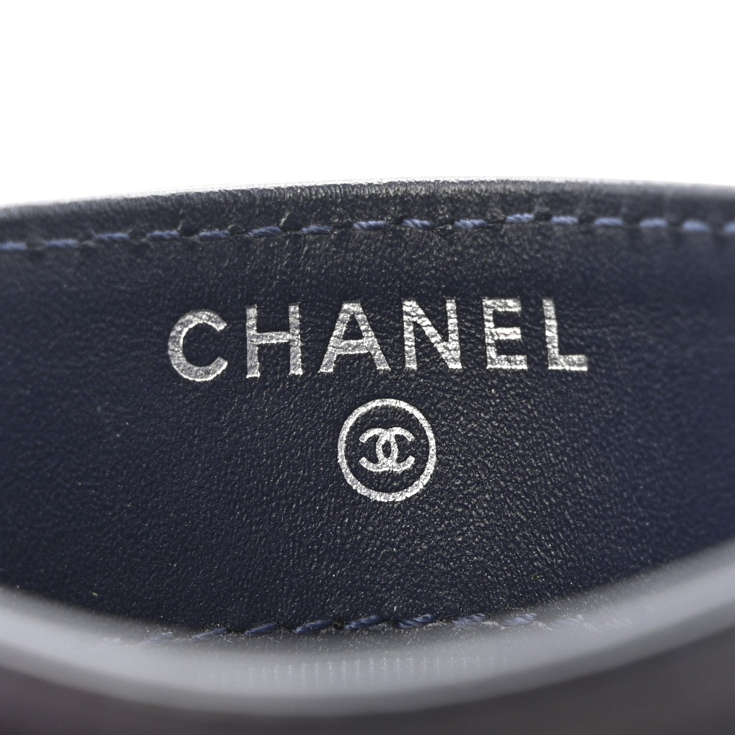 Chanel Caviar Chevron Quilted Card Holder Navy Blue 6 of 12