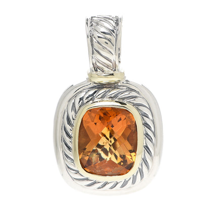 David Yurman Sterling Silver 14K Yellow Gold Citrine 12mm Albion Enhancer Pendant 1 of 3