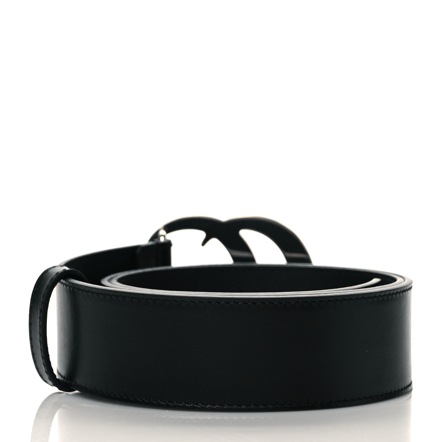 Gucci Plutone Calfskin Palladium Double G 40mm Belt 85 34 Black 3 of 5