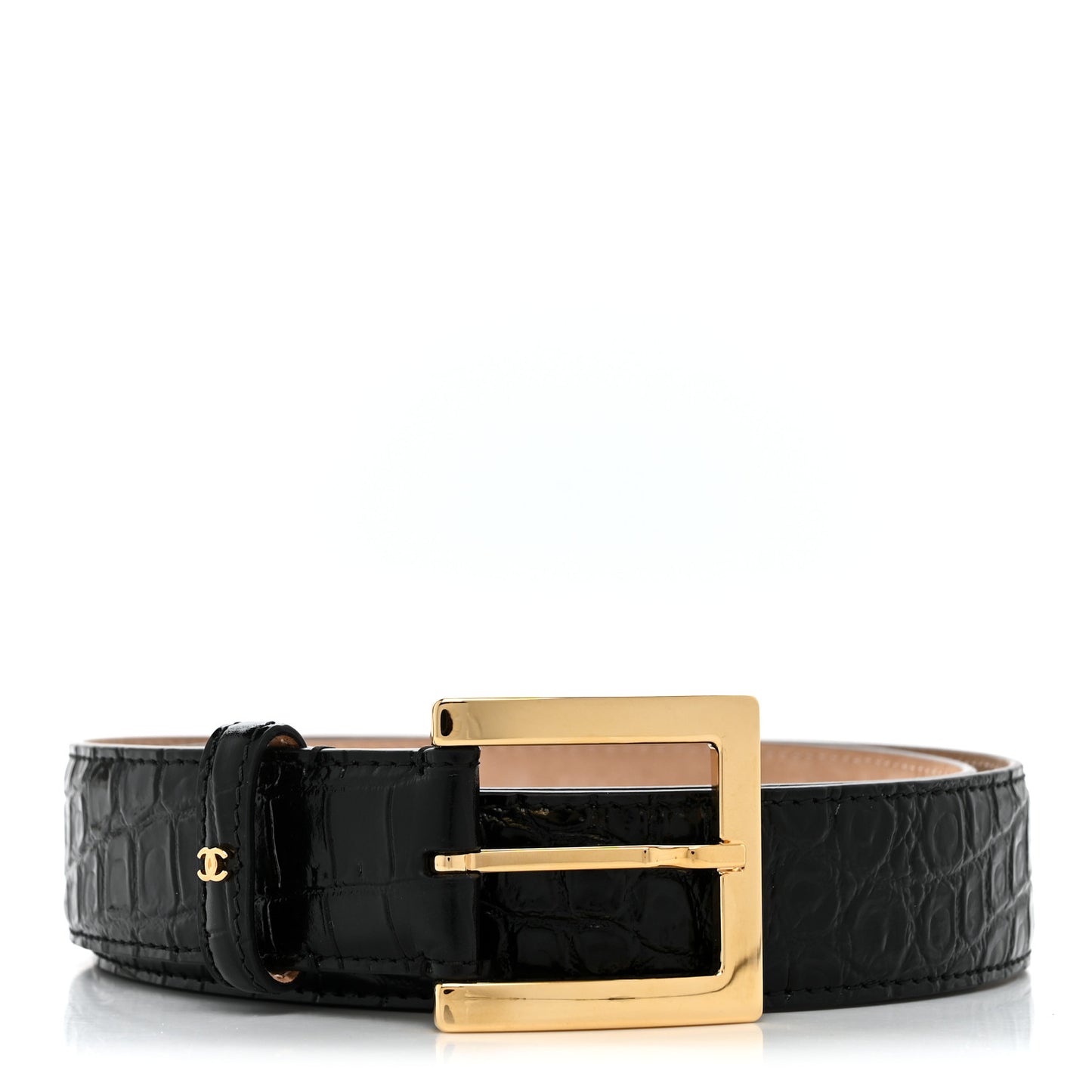 Crocodile Embossed Calfskin Belt 85 34 Black