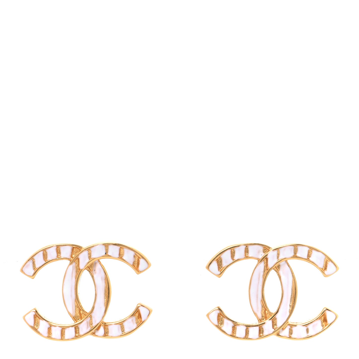 Metal CC Earrings Gold White