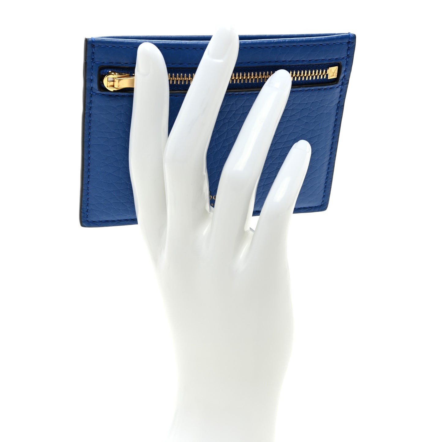 Classic Grain Zipped Credit Card Slip Blue