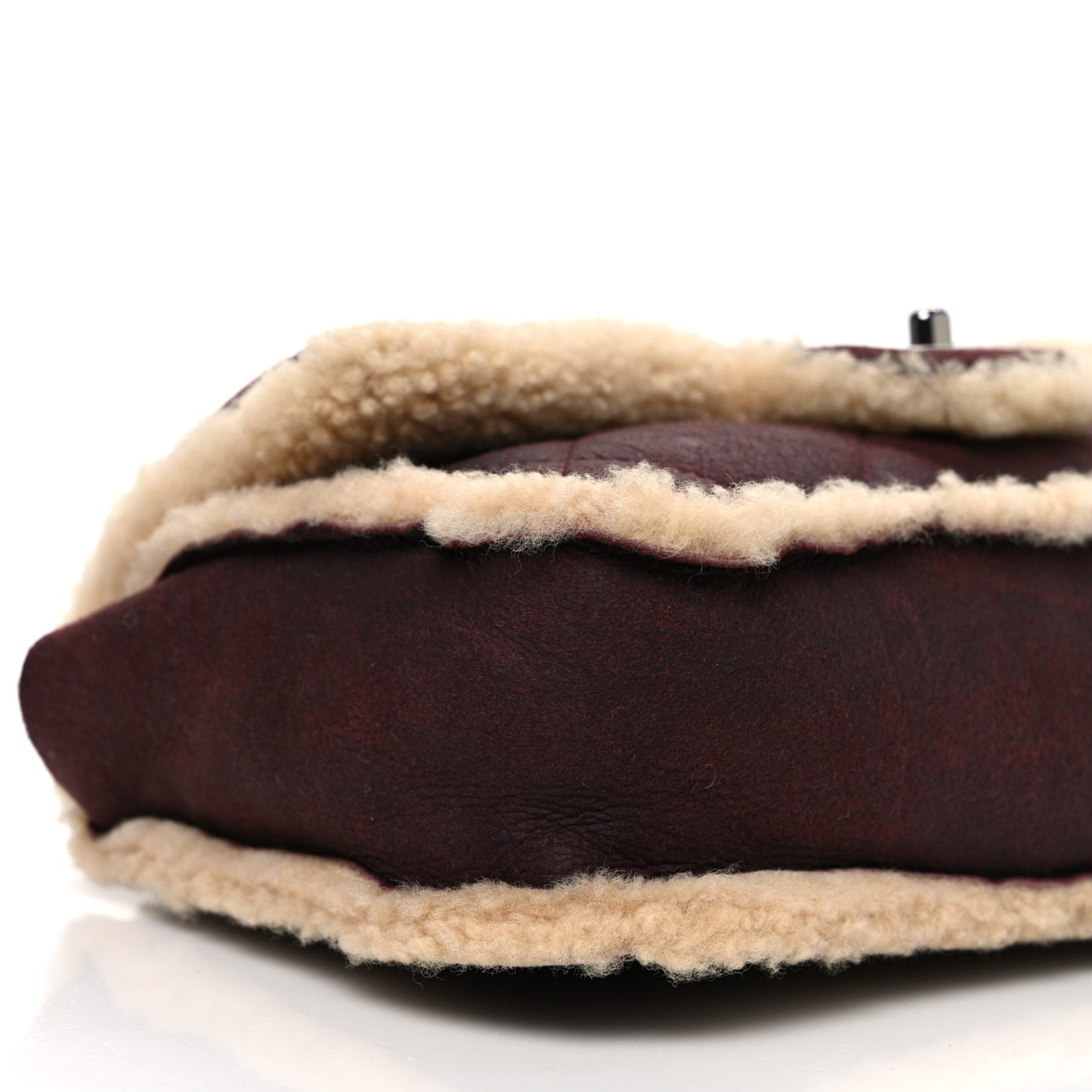 Shearling Quilted Medium Single Flap Bordeaux