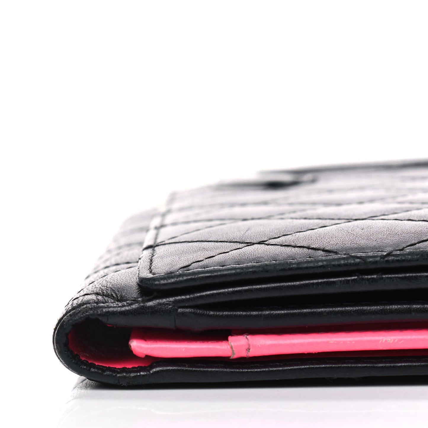 Calfskin Quilted Cambon Long Double Wallet Black