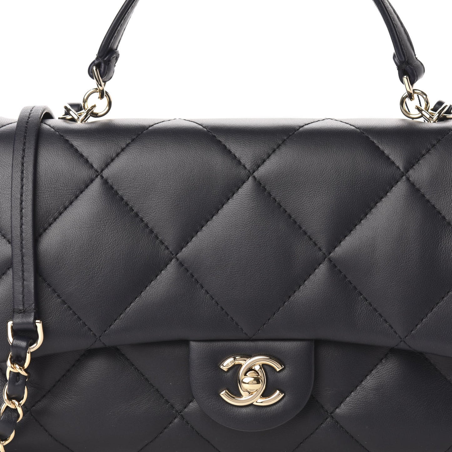 Lambskin Quilted Easy Carry Flap Navy