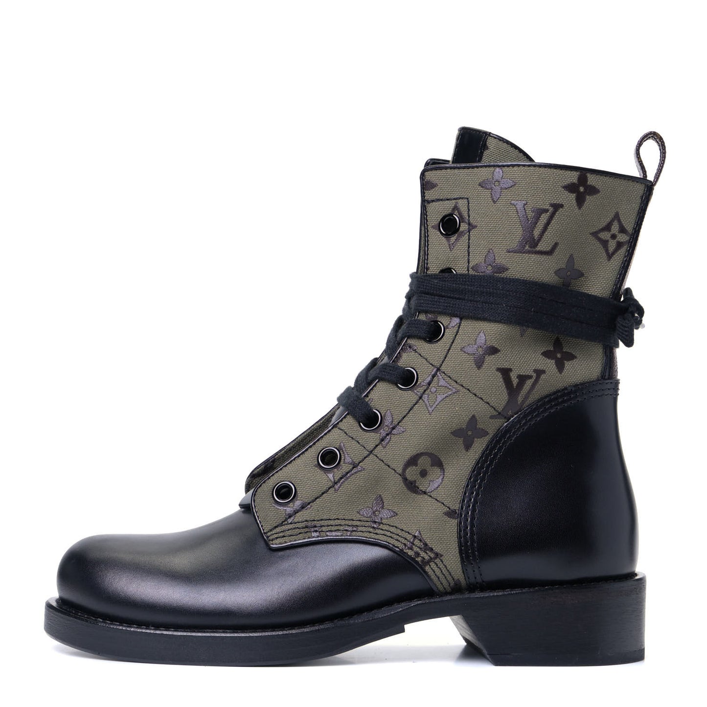 Canvas Calfskin Metropolis Flat Ranger Boot 40 Khaki Green
