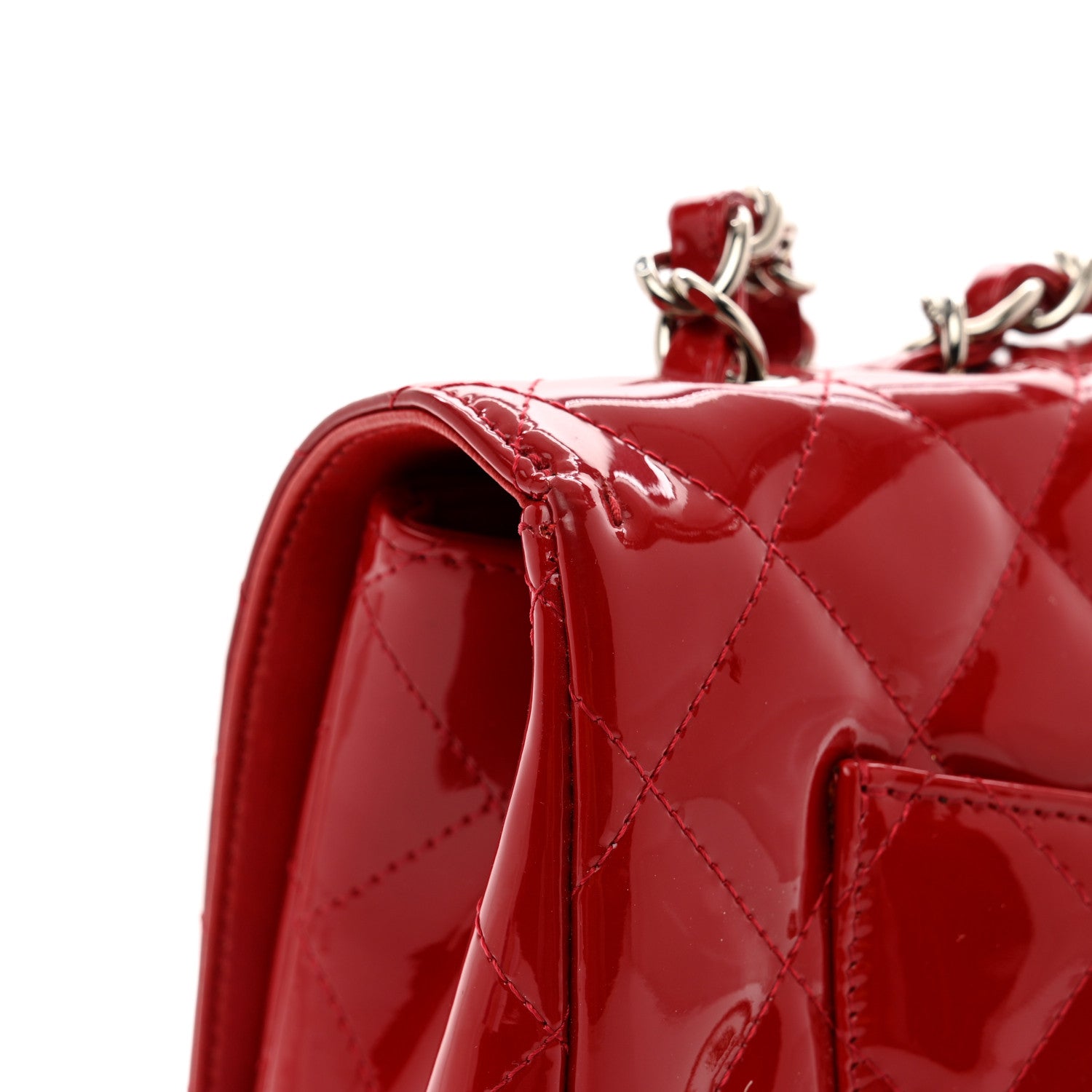 Chanel Patent Quilted Jumbo Single Flap Red 12 of 12