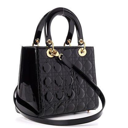 Christian Dior Patent Cannage Medium Lady Dior Black 3 of 7