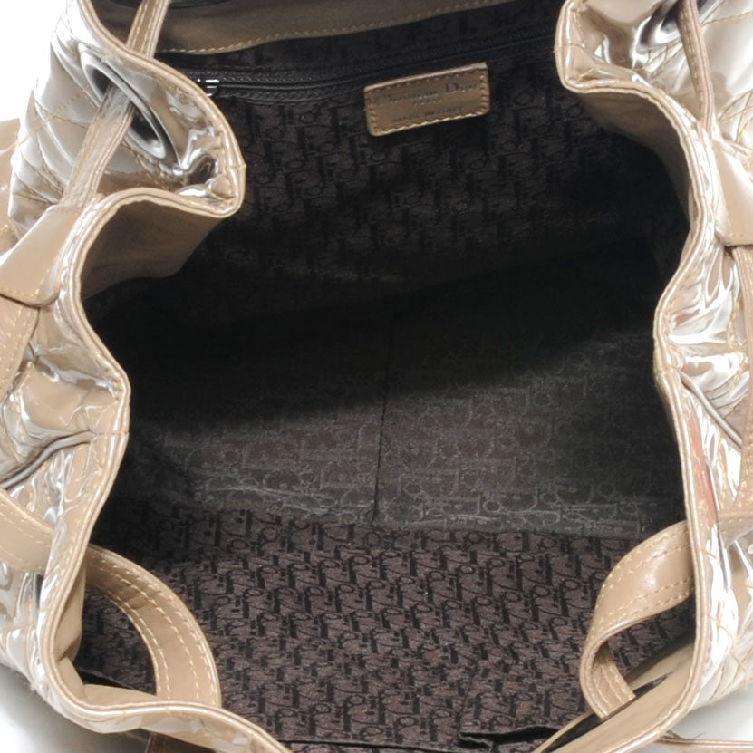 Christian Dior Vinyl Cannage Drawstring Tote Beige 5 of 7