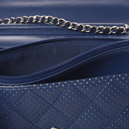 Chanel Perforated Lambskin Quilted Wallet On Chain WOC Blue 10 of 18