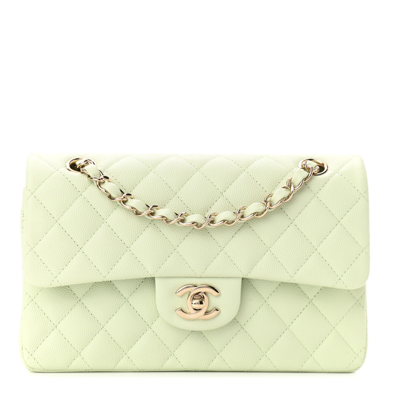 Chanel Caviar Quilted Small Double Flap Light Green 1 of 11