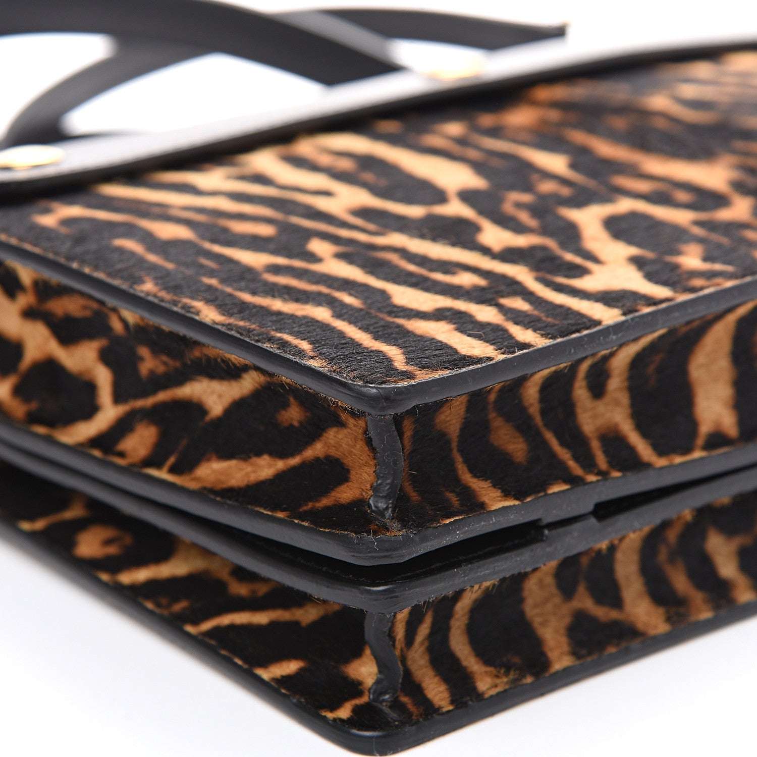 Burberry Calf Hair Leopard Print Small Title Bag with Pocket Black 7 of 8