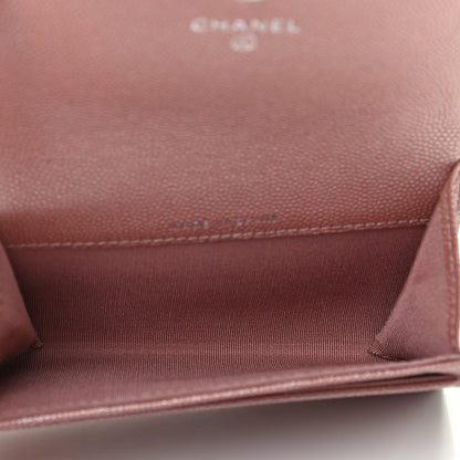 Chanel Metallic Caviar Chevron Quilted Vintage Mademoiselle Flap Card Holder Pink 5 of 8