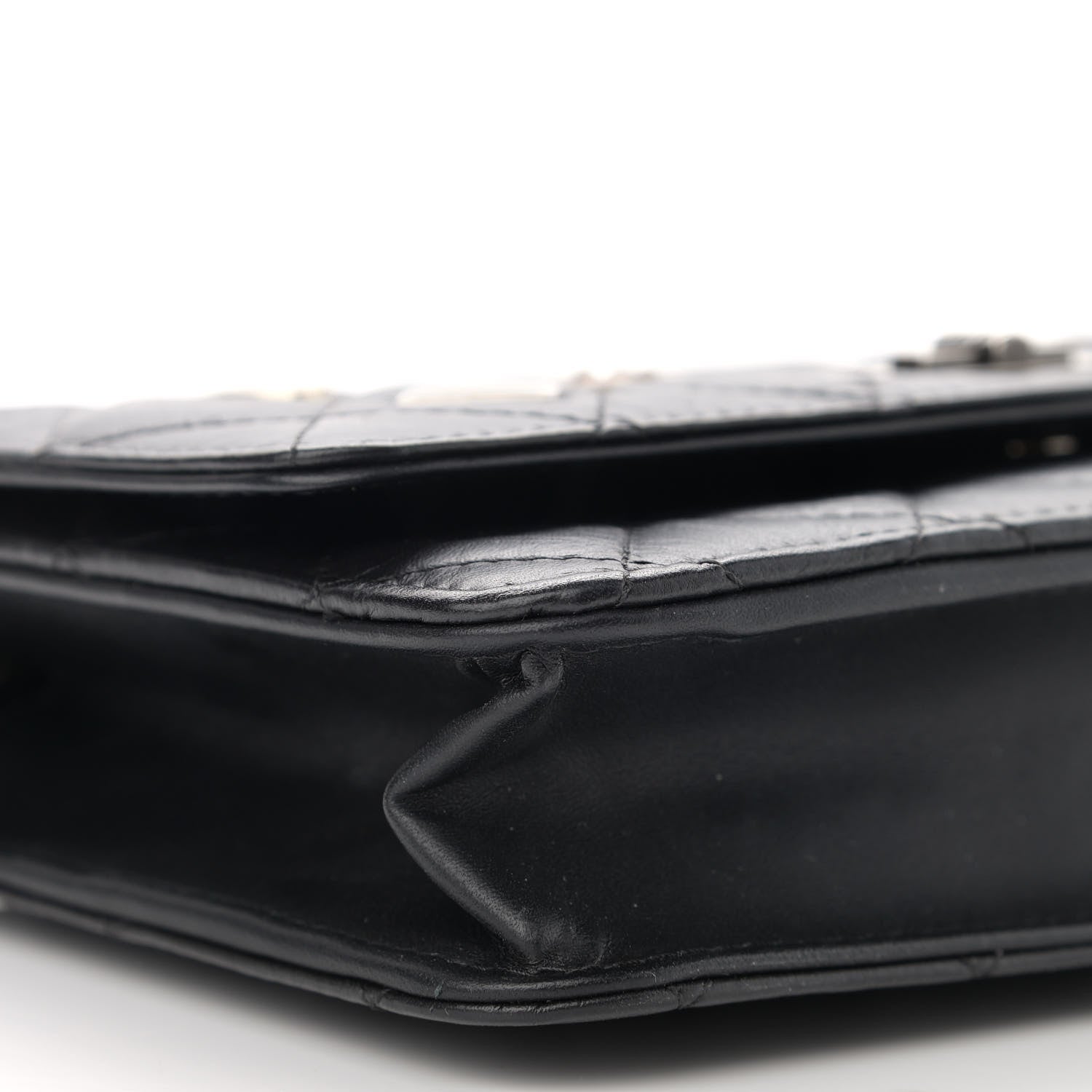 Chanel Aged Calfskin Quilted Lucky Charms 2.55 Reissue Wallet On Chain WOC Black 10 of 11