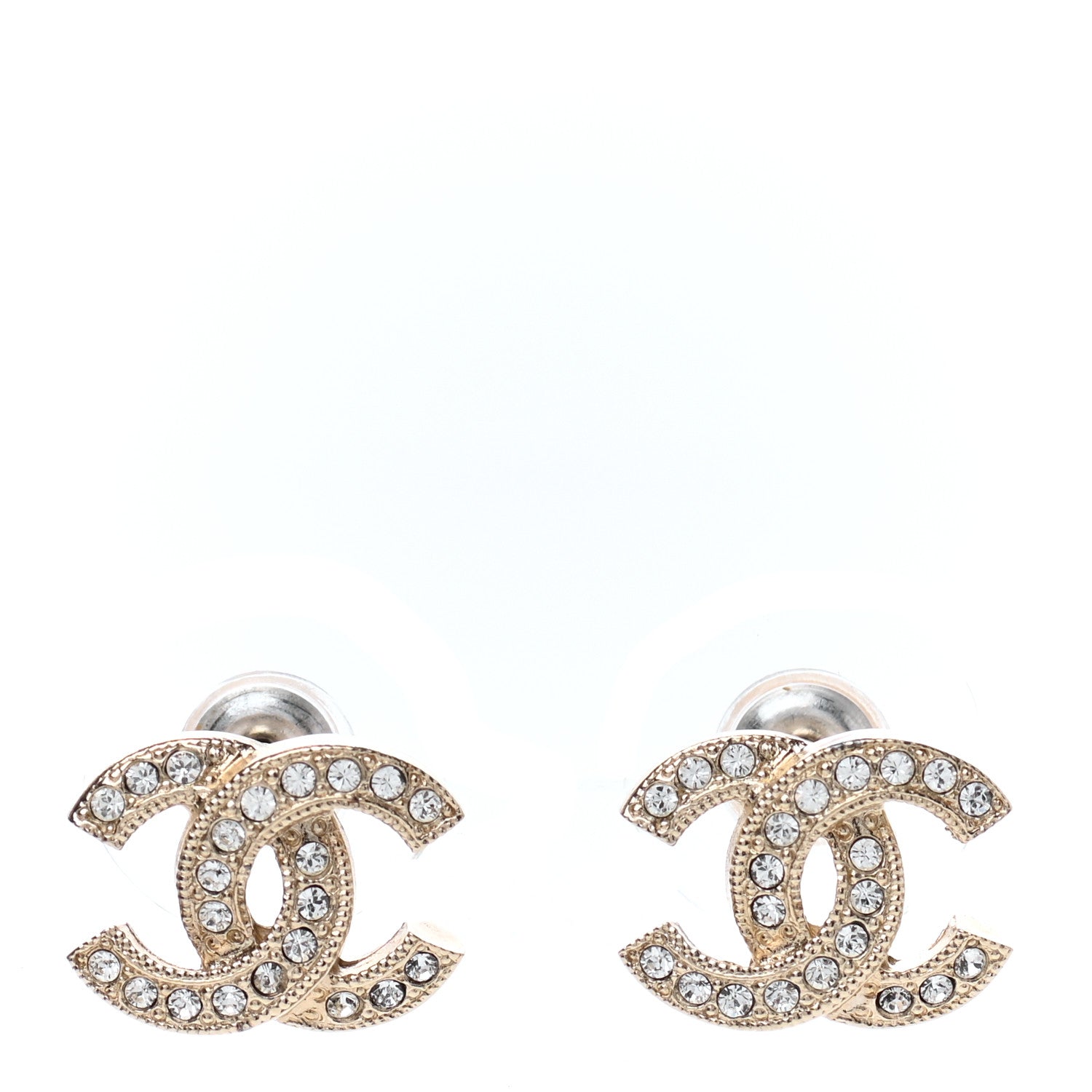 Chanel Crystal CC Earrings Light Gold 1 of 5