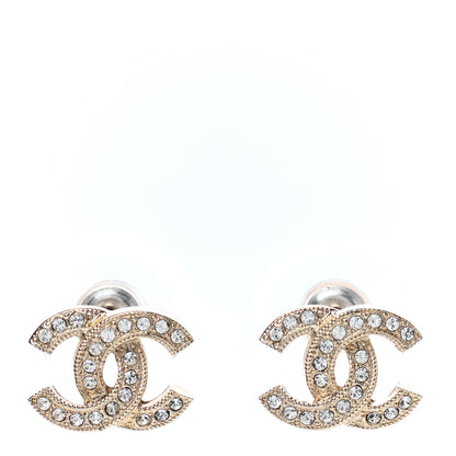 Chanel Crystal CC Earrings Light Gold 1 of 5