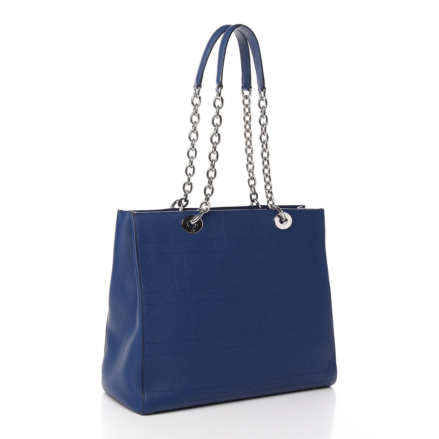 Christian Dior Grained Calfskin Cannage Medium Ultradior Tote Blue 3 of 10