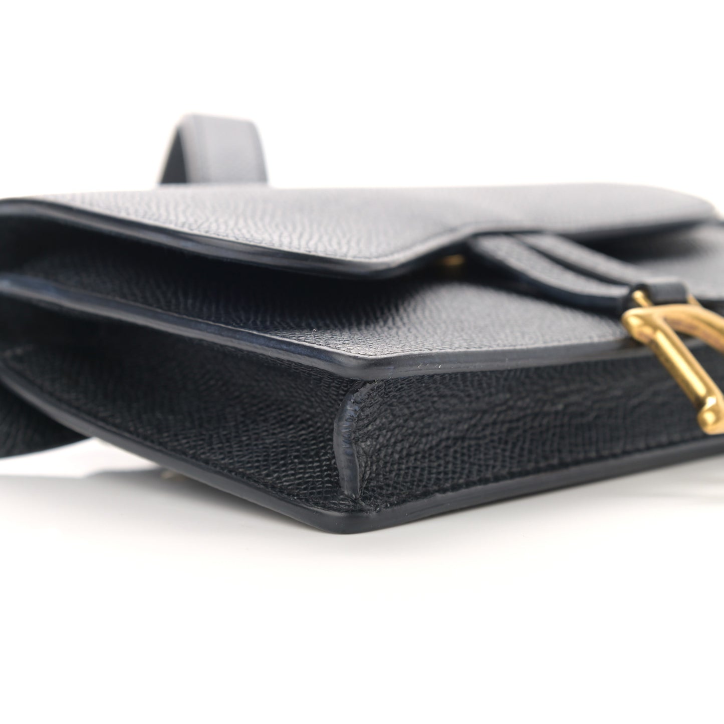 Grained Calfskin Saddle Belt Bag Black