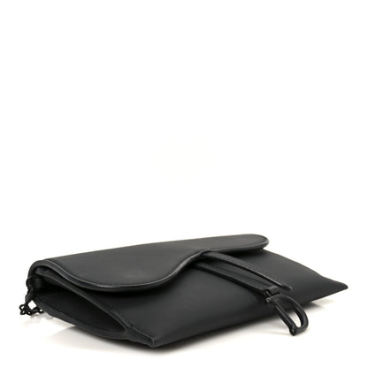 Christian Dior Ultra Matte Calfskin Saddle Chain Wallet Pouch Black 5 of 13